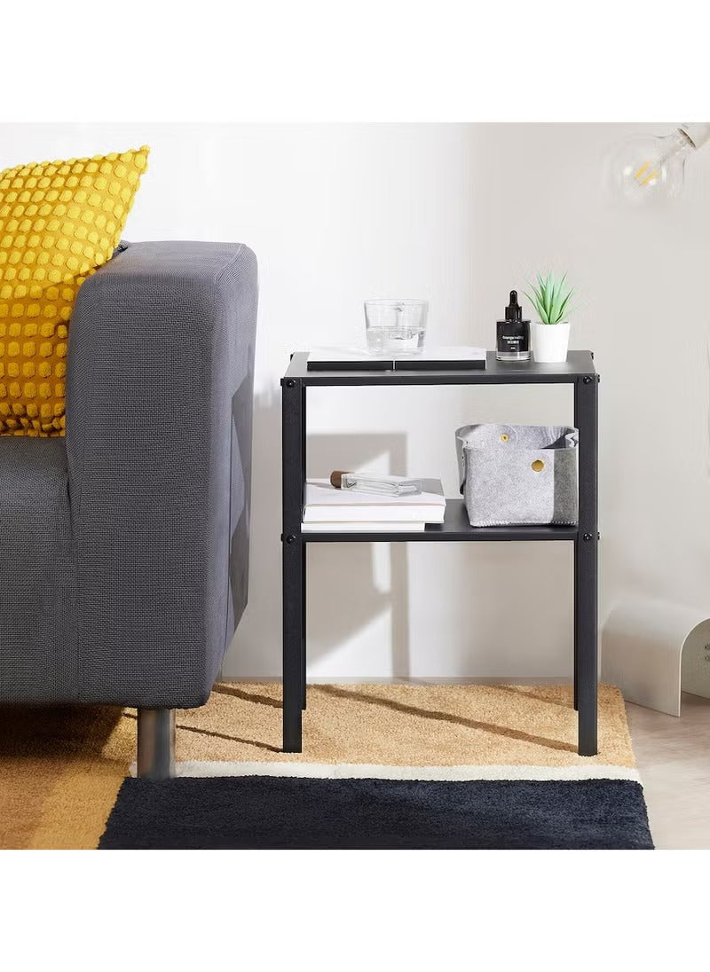 Black Steel Table with Shelf