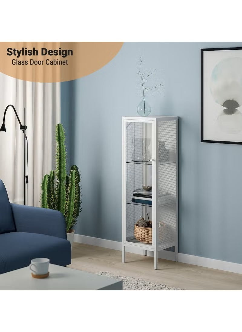 White Glass Storage Cabinet